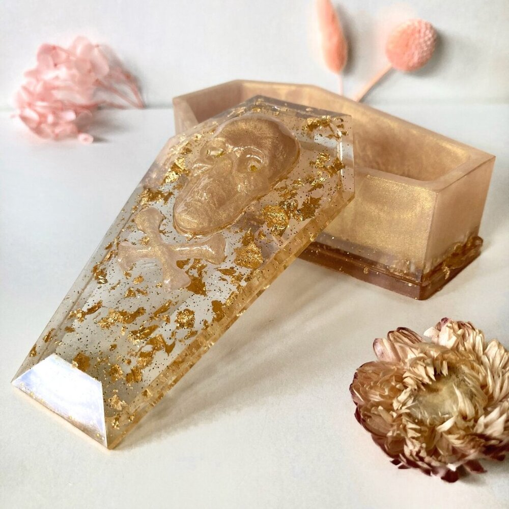 Handmade Resin Trinket Box with skull Lid